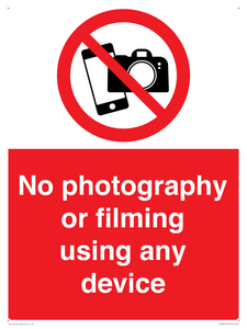 No photography or filming using any device